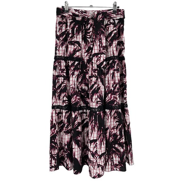 NWT - DIANE VON FURSTENBERG Lucia Tiered Cotton Midi Skirt in Palm White - Sz 6 - Picture 2 of 12